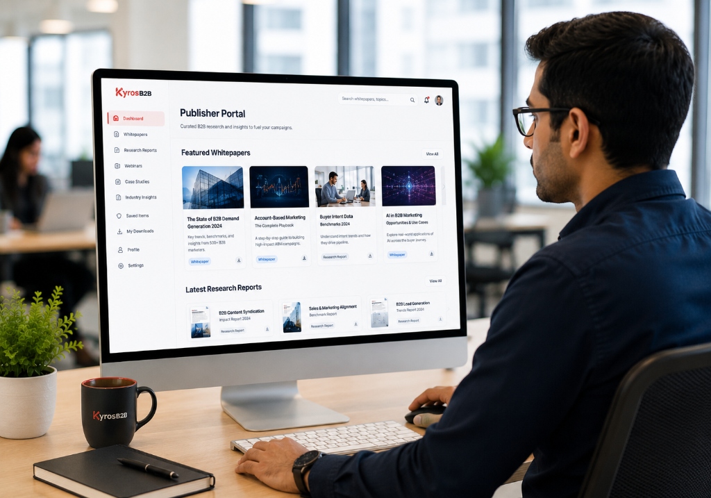 Digital Publisher Portal displaying featured B2B whitepapers
